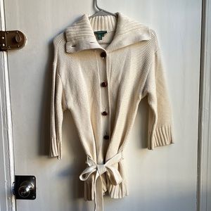 Lauren Jean Co cream knit tied sweater